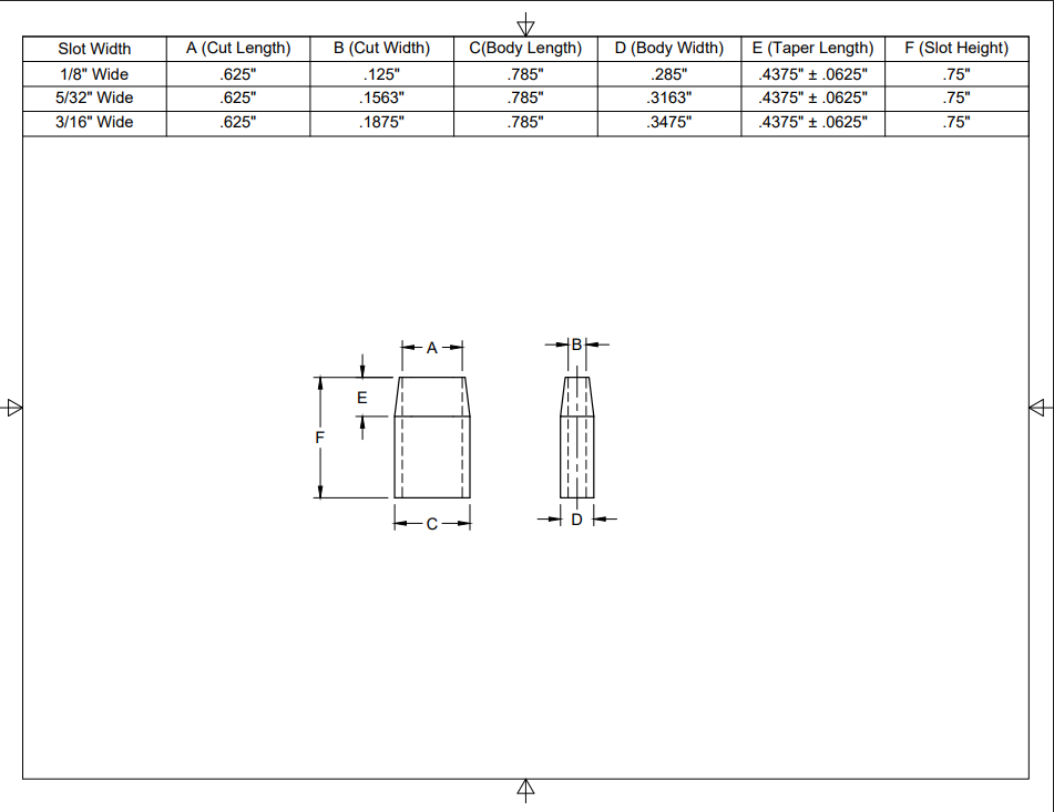 5/8" Long - 3/4" Tall