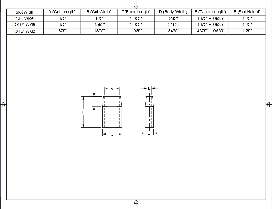 7/8" Long - 1-1/4" Tall
