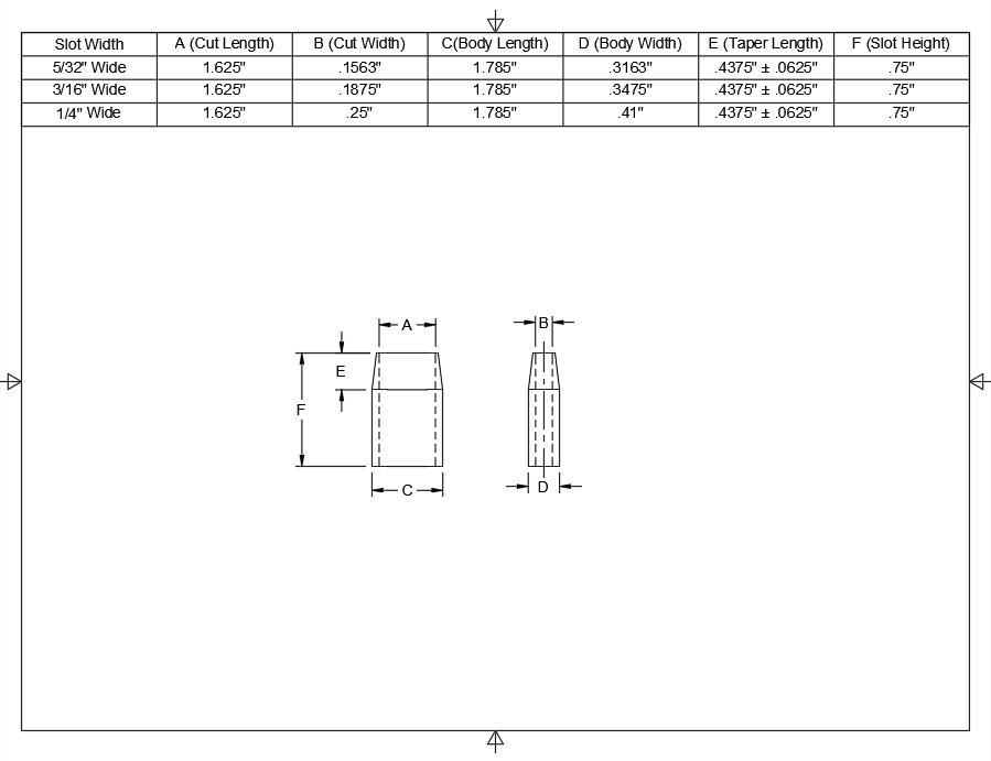 1-5/8" Long - 3/4" Tall