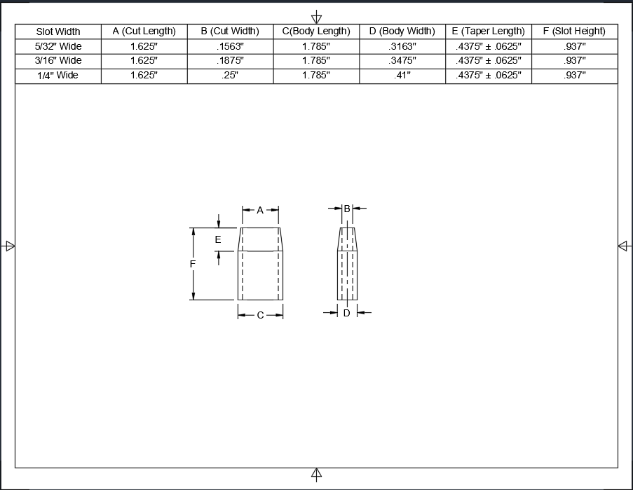 1-5/8" Long - .937" Tall