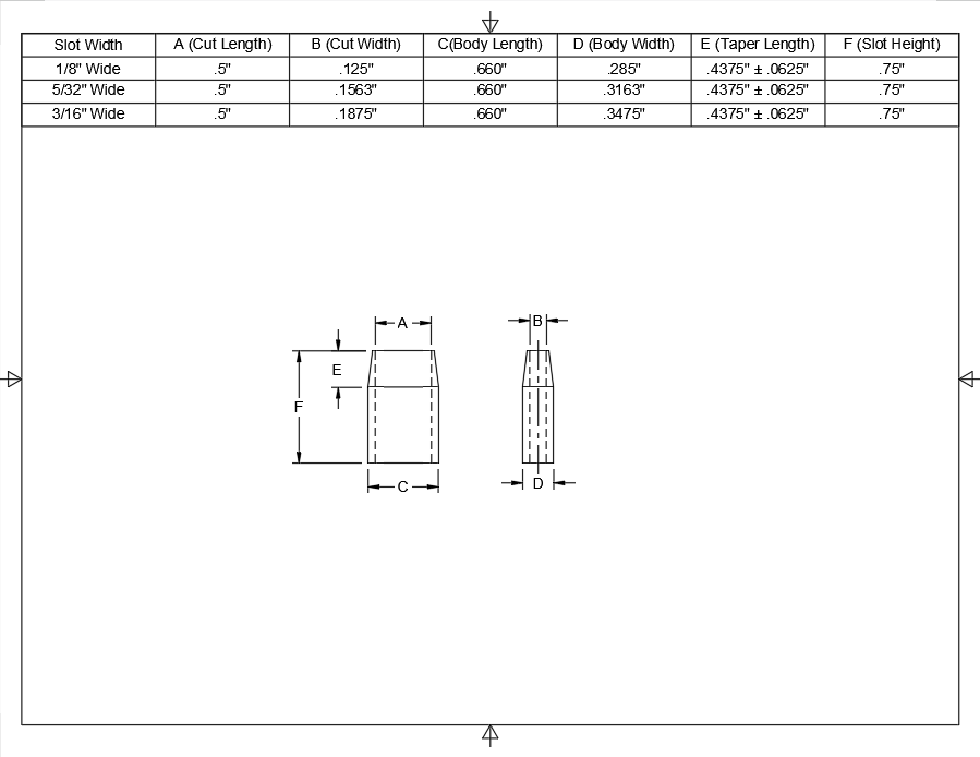 1/2" Long - 3/4" Tall