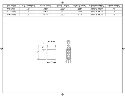 1/2" Long - 3/4" Tall