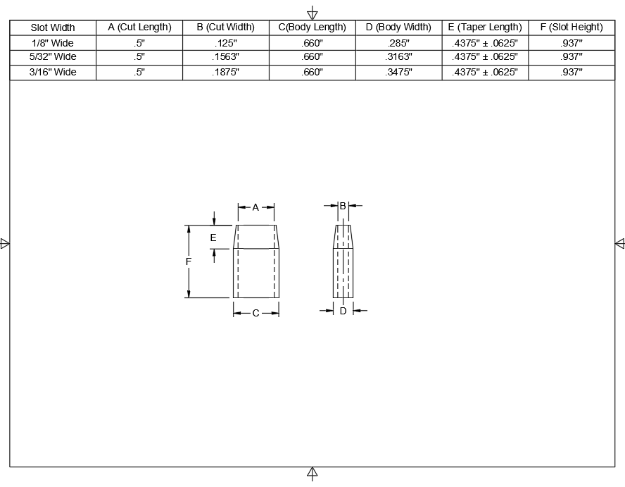 1/2" Long - .937" Tall