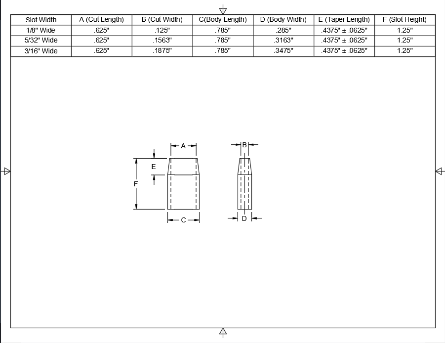 5/8" Long - 1-1/4" Tall