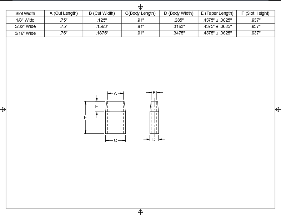 3/4" Long - .937" Tall