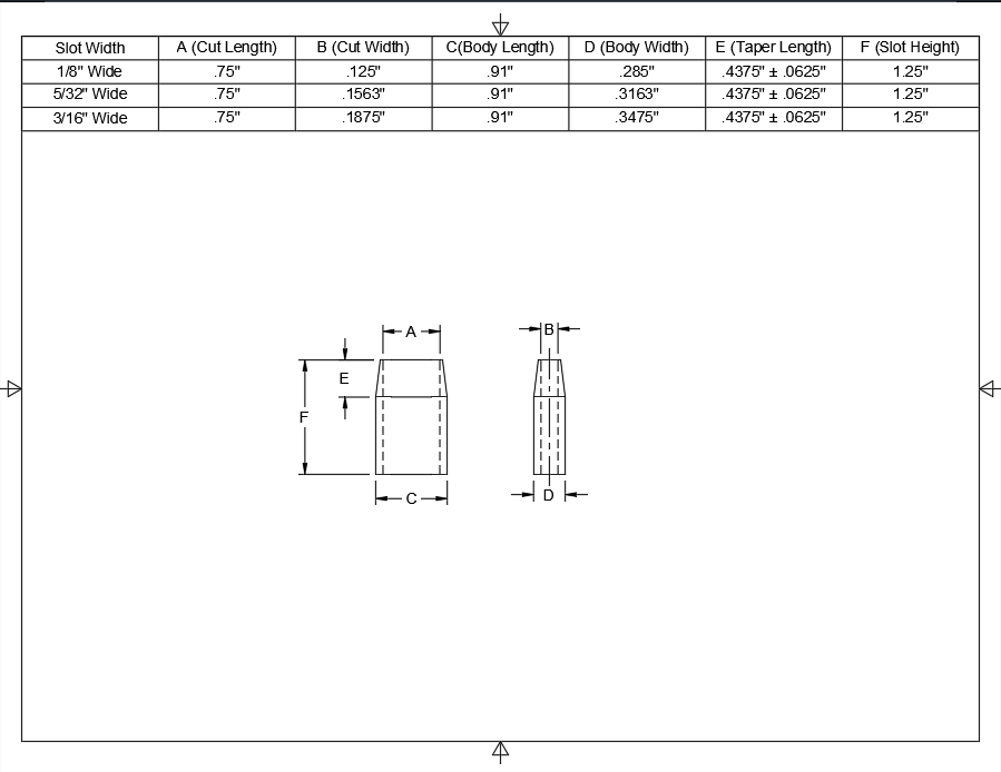 3/4" Long - 1-1/4" Tall