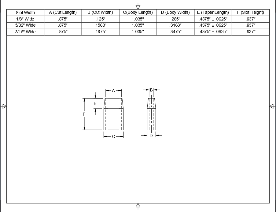 7/8" Long - .937" Tall