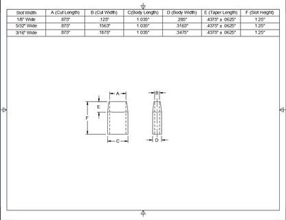 7/8" Long - 1-1/4" Tall