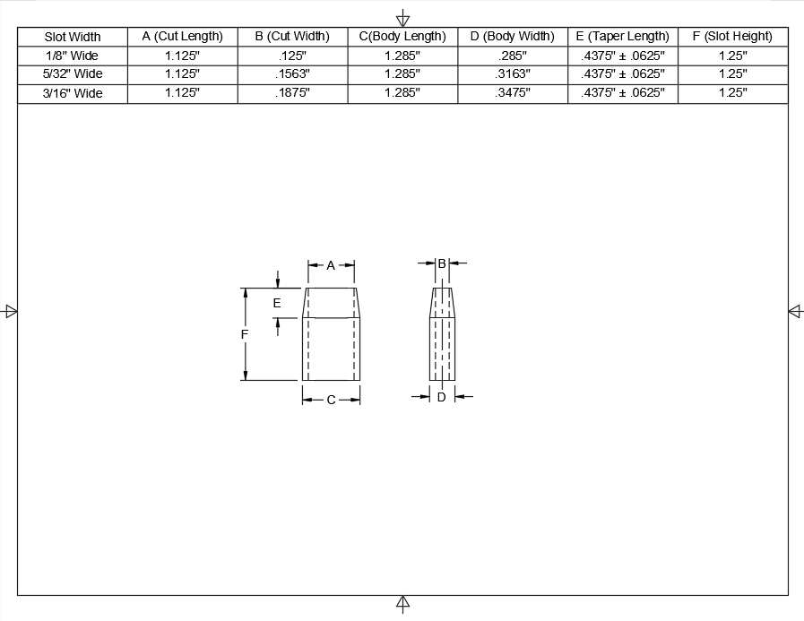 1-1/8" Long - 1-1/4" Tall