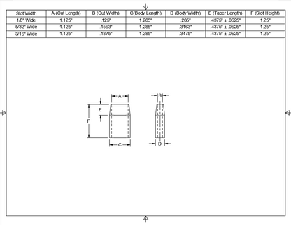 1-1/8" Long - 1-1/4" Tall