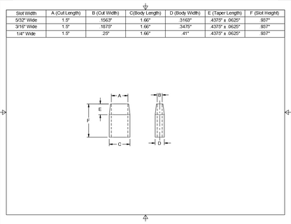 1-1/2" Long - .937" Tall
