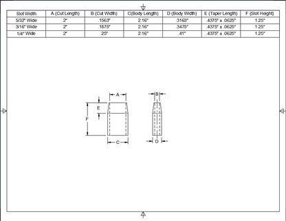 2" Long - 1-1/4" Tall